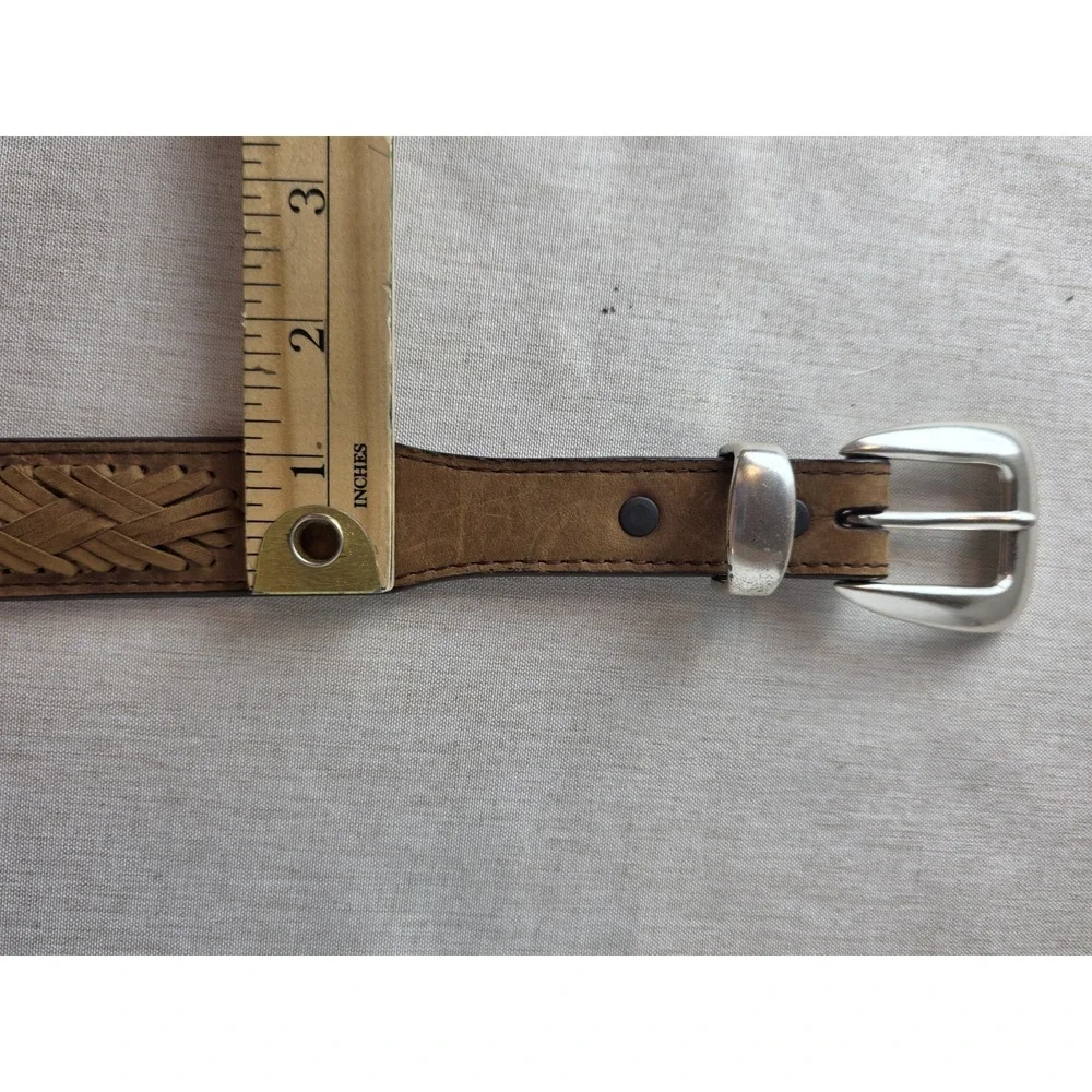Badger Genuine Leather Concho Belt Mens Size 46 Brown Silver Western Braided